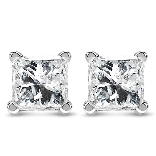 14K White Gold Princess Cut Lab-Grown Diamond Solitaire Stud Earrings (F-G Color, VS2-SI1 Clarity) - Gadgets and Fun Stuff