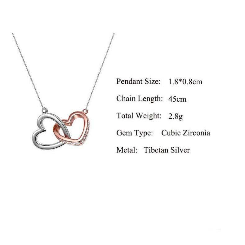 'Delicate' Two-Tone Heart-to-Heart Double Ring Design Gift Box Necklace for Your Soul Mate - Gadgets and Fun Stuff