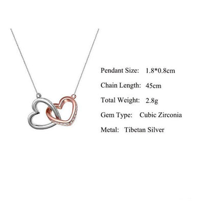 'Delicate' Two-Tone Heart-to-Heart Double Ring Design Gift Box Necklace for Your Soul Mate - Gadgets and Fun Stuff