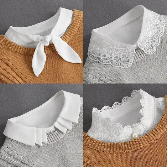 *Fashion 2024 Front Tie White Fake Collar for Women Stand Detachable Collar Fake Girls Vintage Lace Ladies False Blouse Collar - Gadgets and Fun Stuff