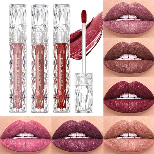 *QIBEST Waterproof Diamond Shimmer Glitter Lip-gloss Matte Liquid Lipstick Shiny Pearl Lip Glaze Long Lasting LipTint Women Makeup - Gadgets and Fun Stuff