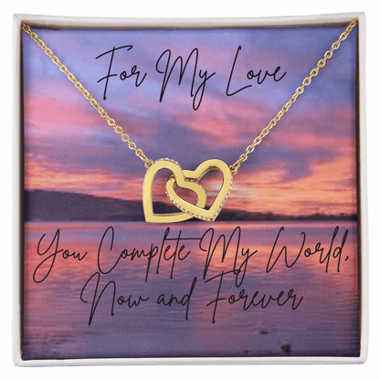 "You Complete My World....." Interlocking Hearts Necklace