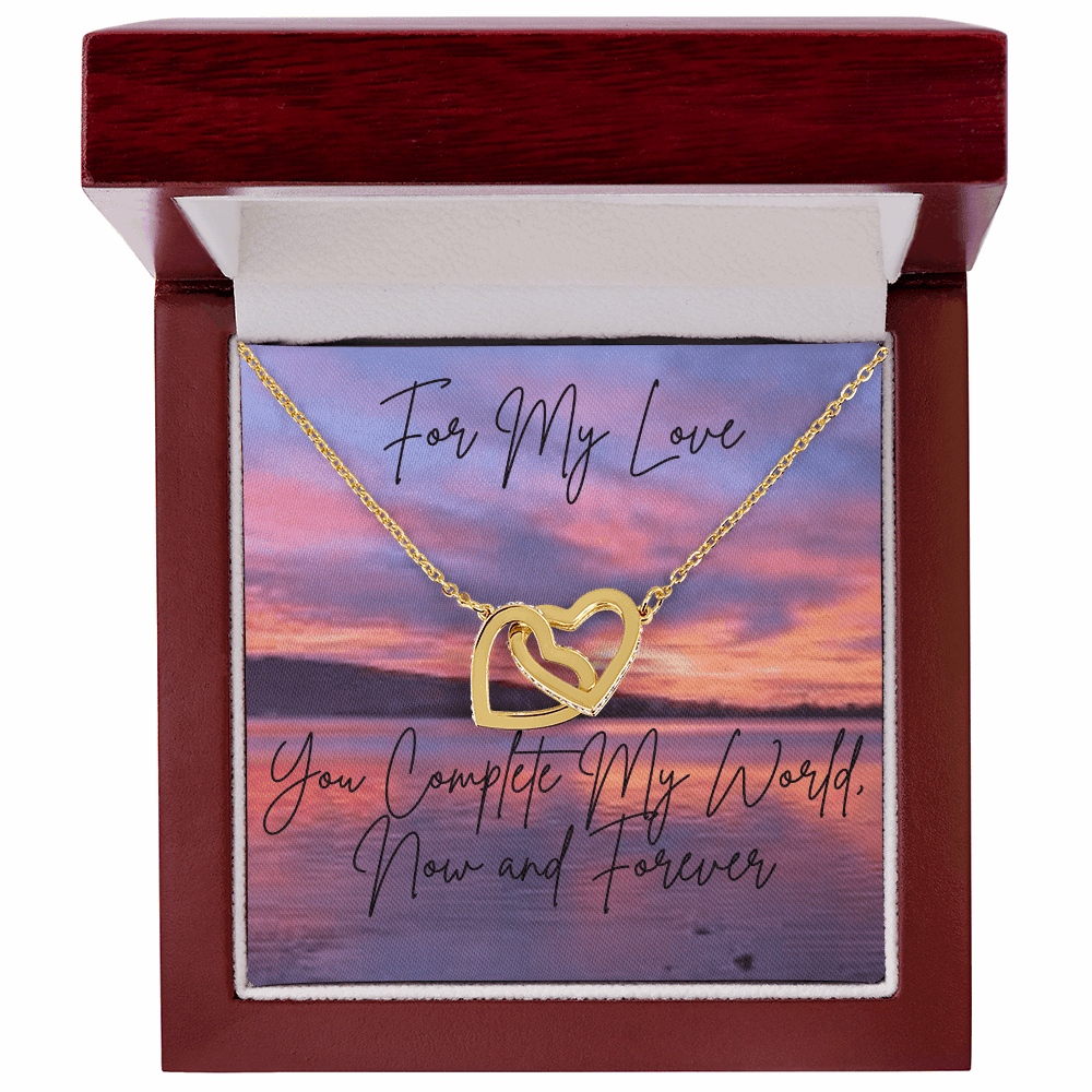 "You Complete My World....." Interlocking Hearts Necklace