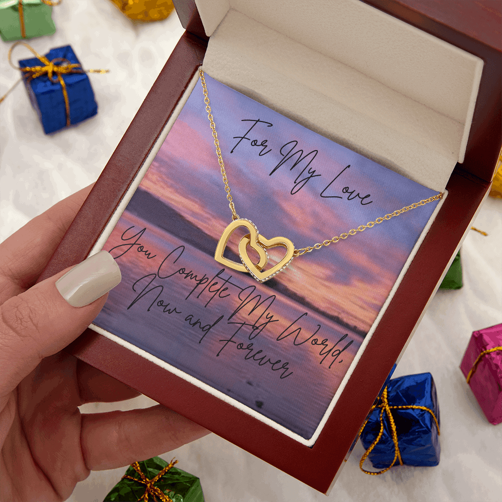 "You Complete My World....." Interlocking Hearts Necklace