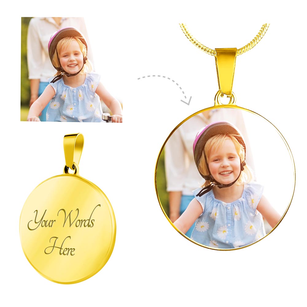 "Personalized" Necklace Upload Photo and Message to Engrave