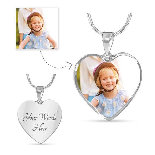 "Personalized" 2 sided Heart Pendant, Upload your image and message!