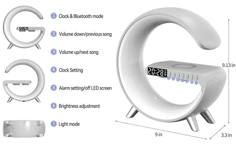 Bluetooth Speaker Wireless Charger Lamp - Gadgets and Fun Stuff