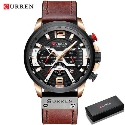 Military Leather Chronograph Wristwatch - Gadgets and Fun Stuff