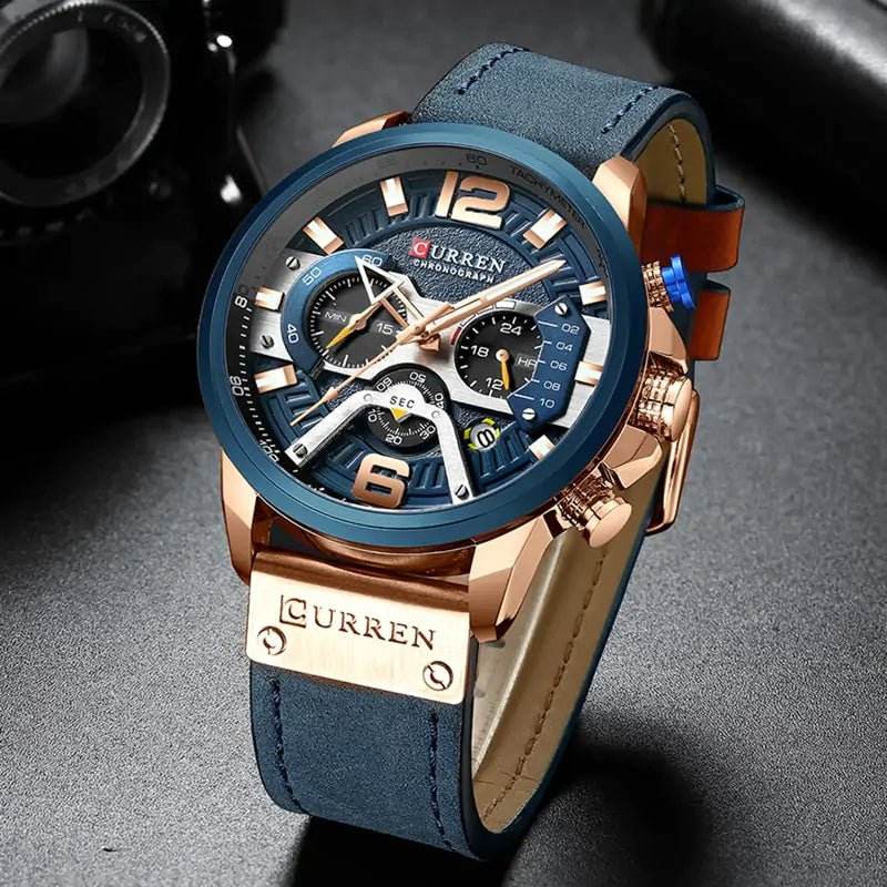 Military Leather Chronograph Wristwatch - Gadgets and Fun Stuff