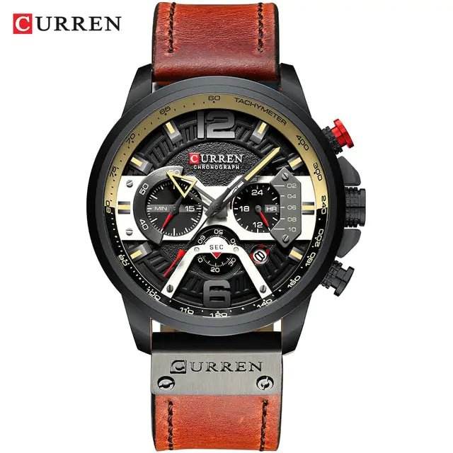 Military Leather Chronograph Wristwatch - Gadgets and Fun Stuff