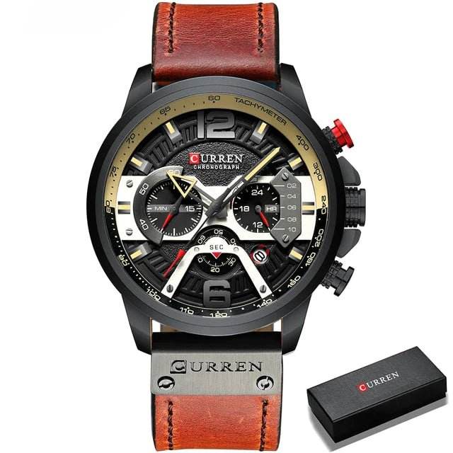 Military Leather Chronograph Wristwatch - Gadgets and Fun Stuff