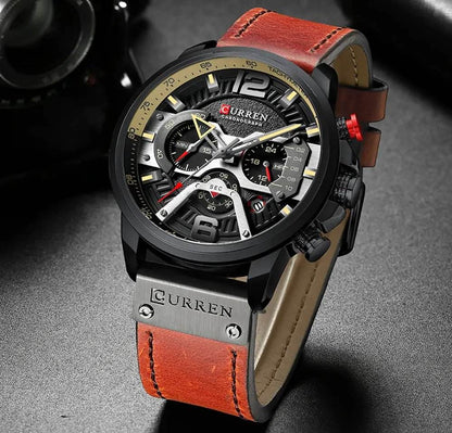 Military Leather Chronograph Wristwatch - Gadgets and Fun Stuff