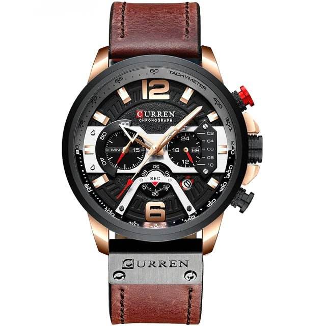 Military Leather Chronograph Wristwatch - Gadgets and Fun Stuff